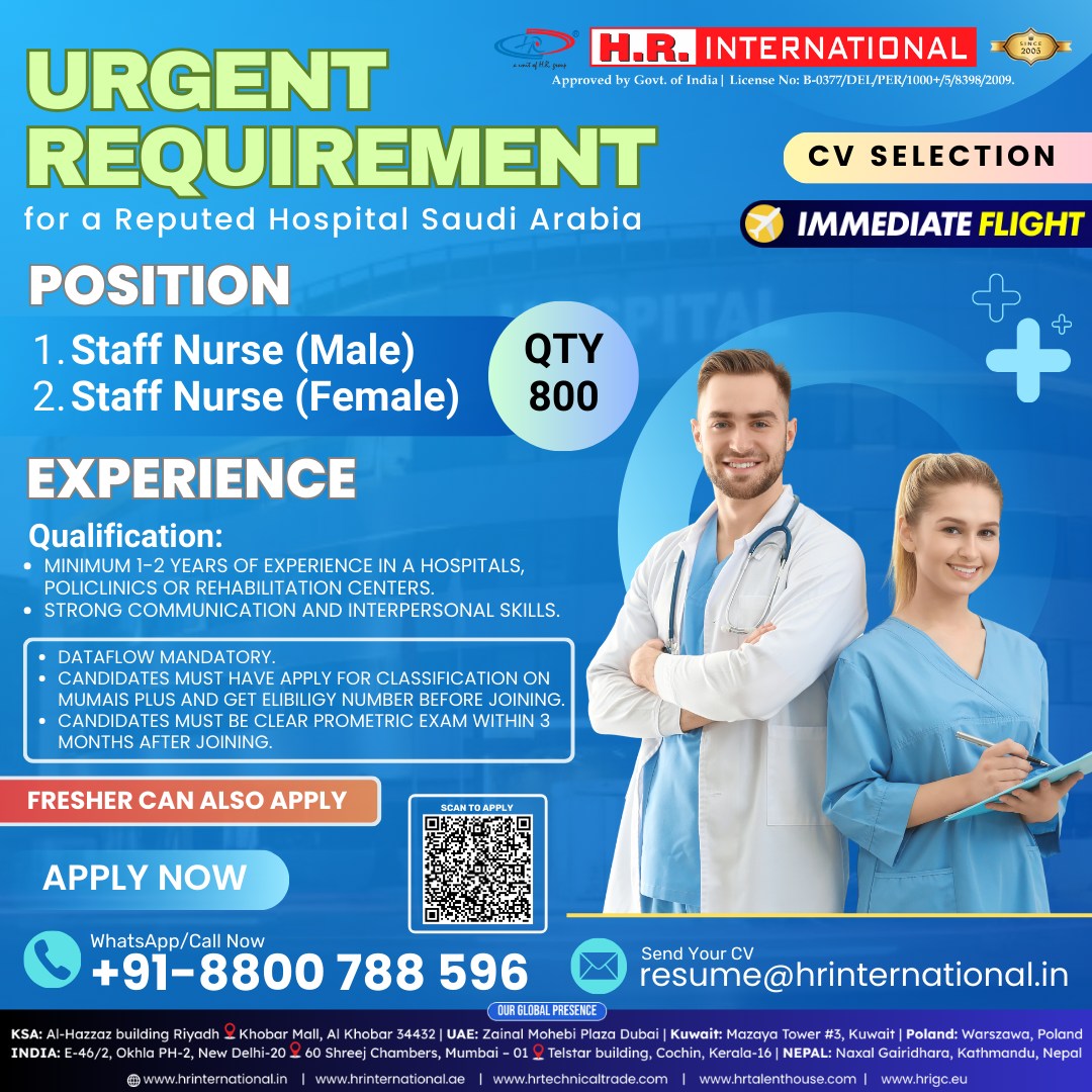 Urgent Job Openings for Staff Nurses