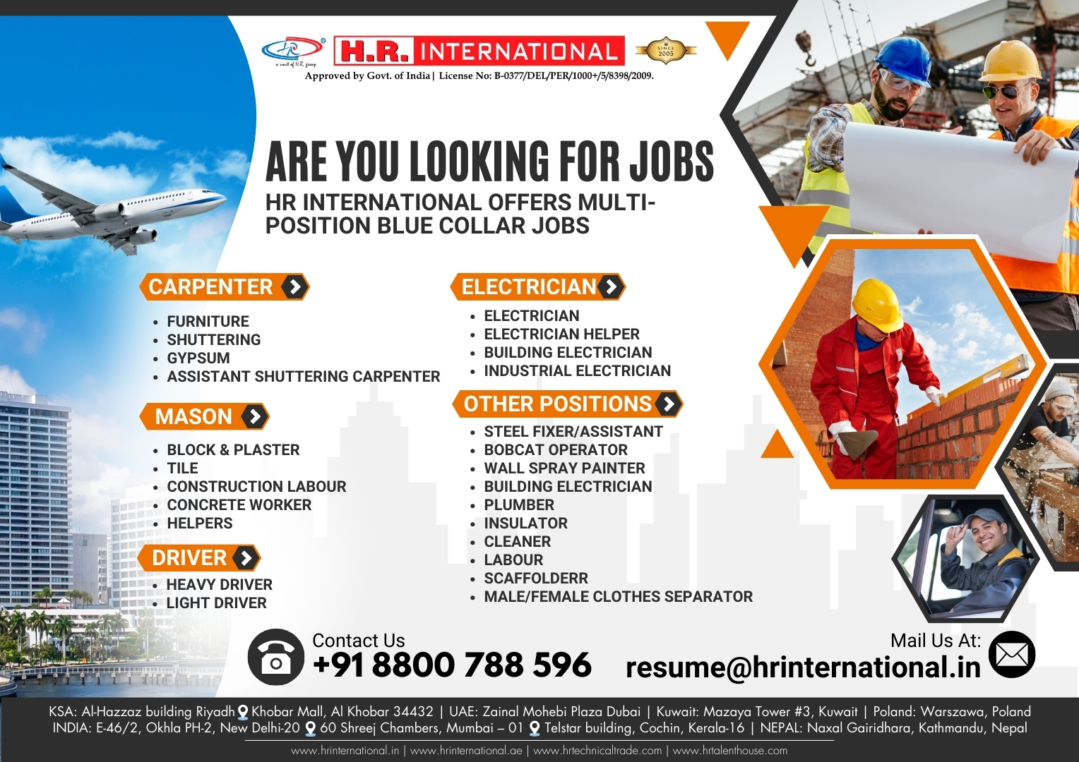 H.R. International - Multi-Position Job Opportunities