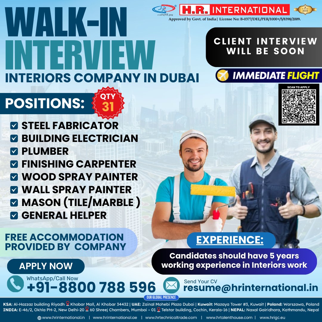 H.R. International - Walk-In Interview for Interior Company in Dubai
