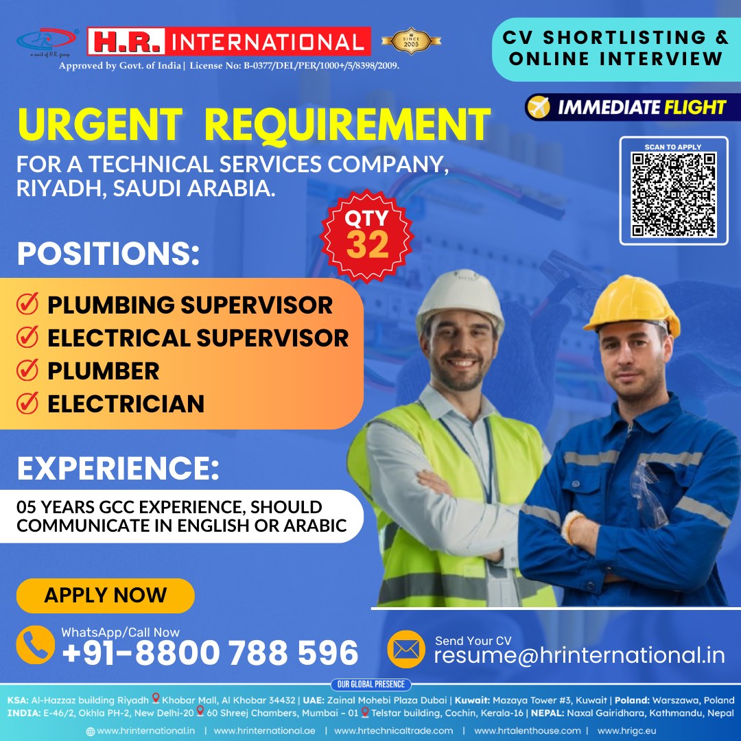 Urgent Job Vacancies for a Technical Services