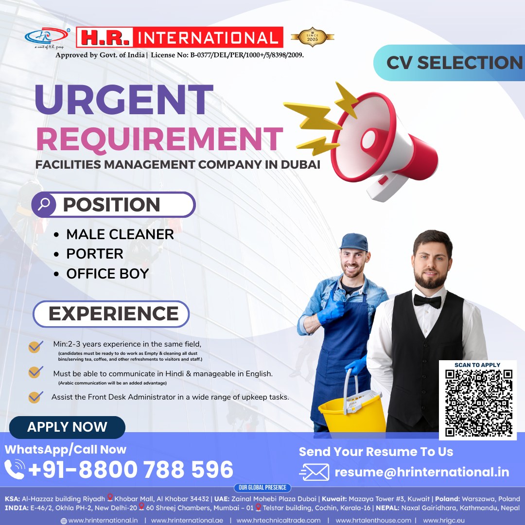 Urgent Job Opportunities in Dubai with H.R. International