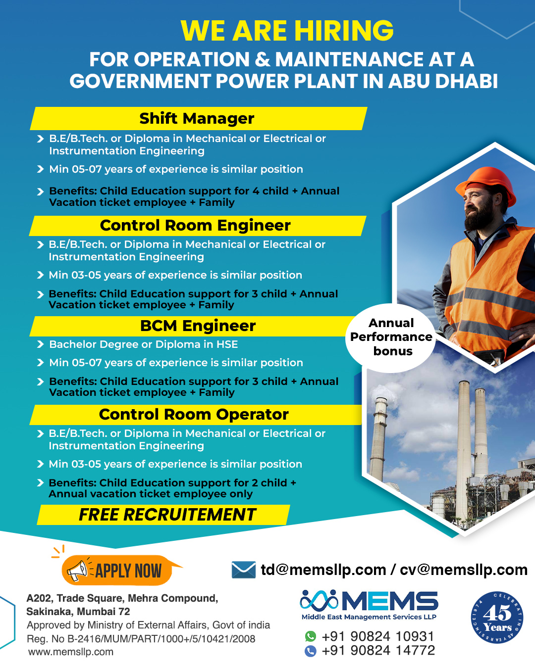 Operation and maintenance jobs in Abu Dhabi