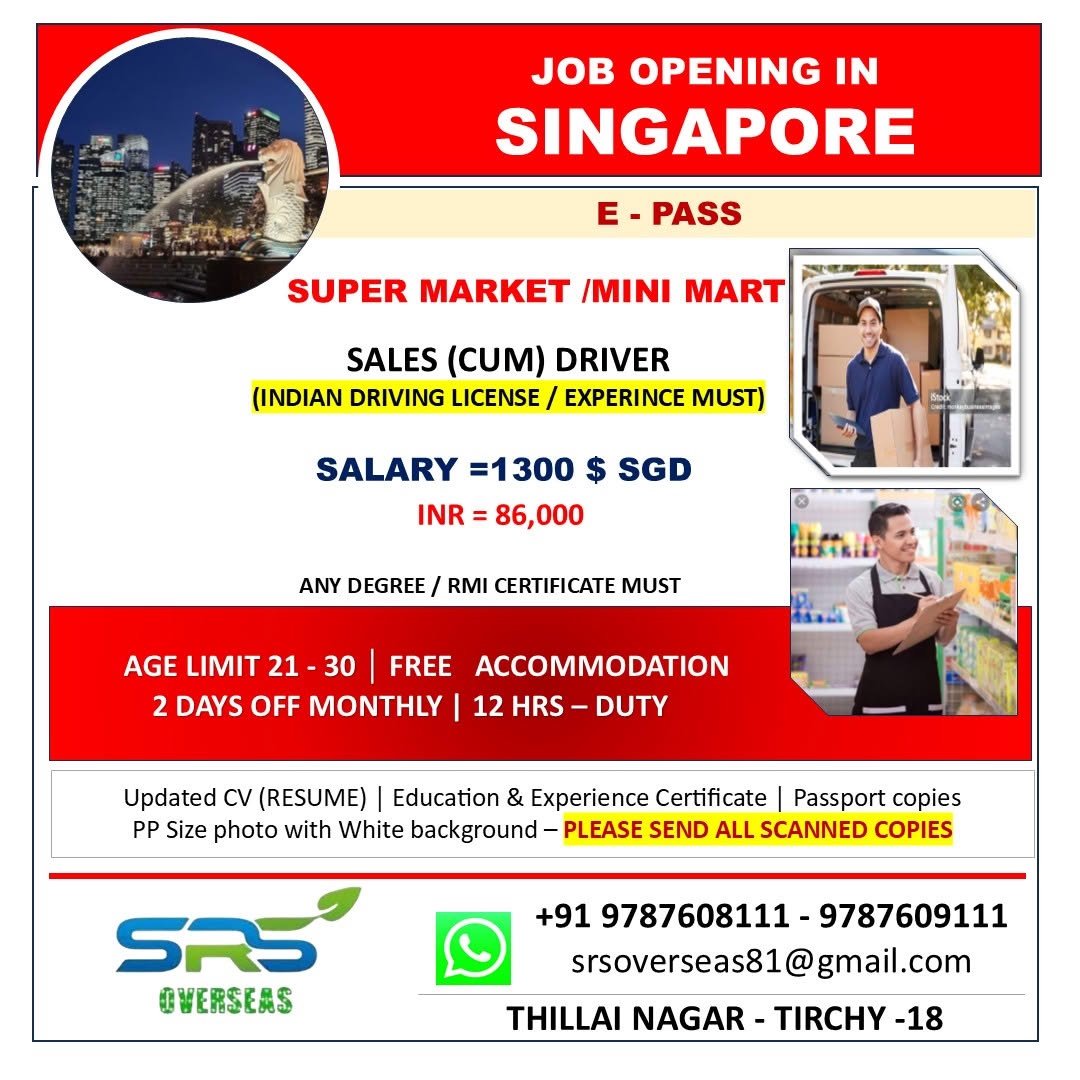 Sales Cum Driver Jobs in Singapore