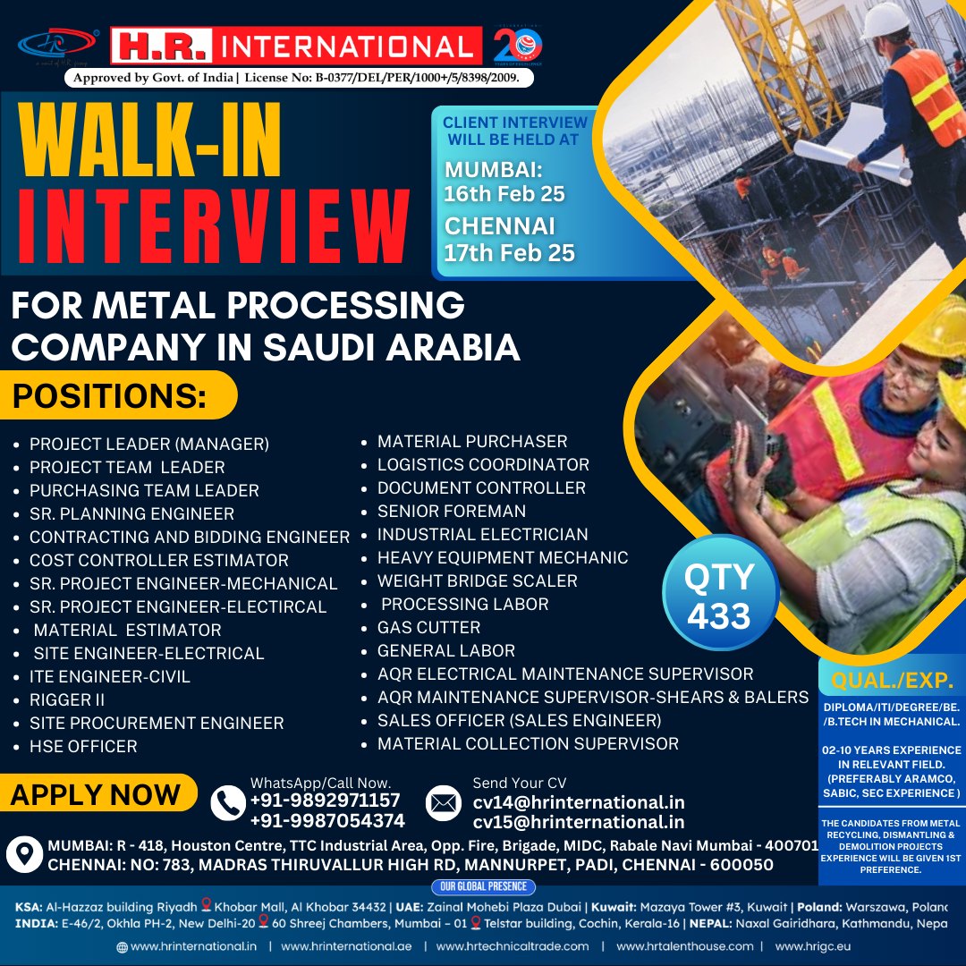 Saudi Arabia Metal Processing Jobs