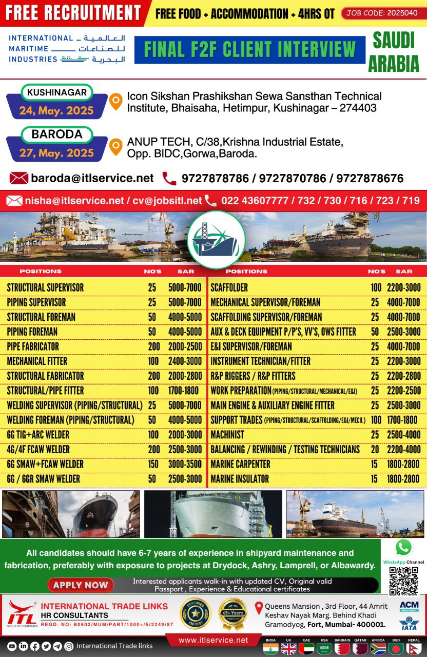 Saudi Arabia Shipyard Jobs 2025